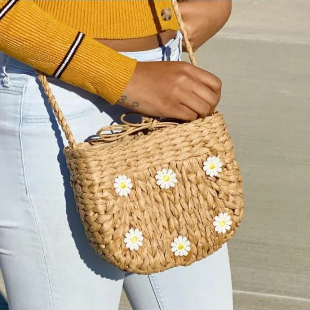 FASHNZFAB Juicy Bloom Straw Crossbody Bag