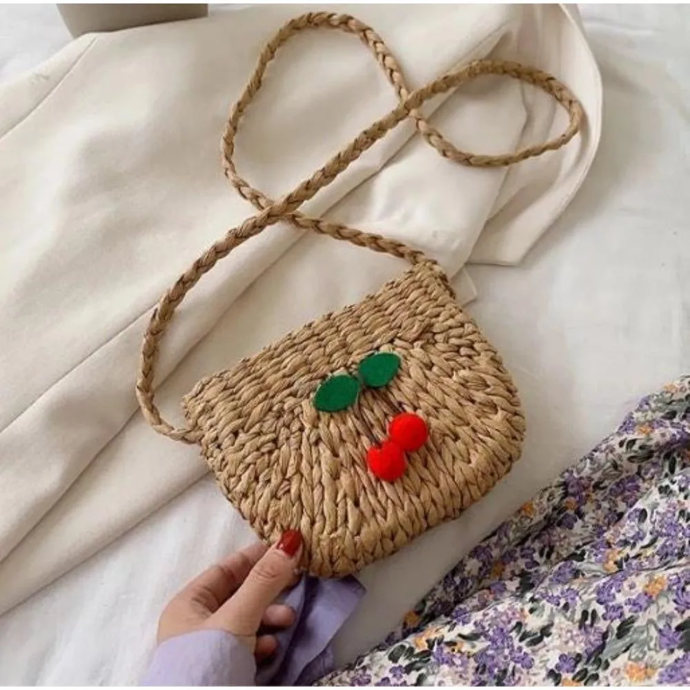 FASHNZFAB Juicy Bloom Straw Crossbody Bag