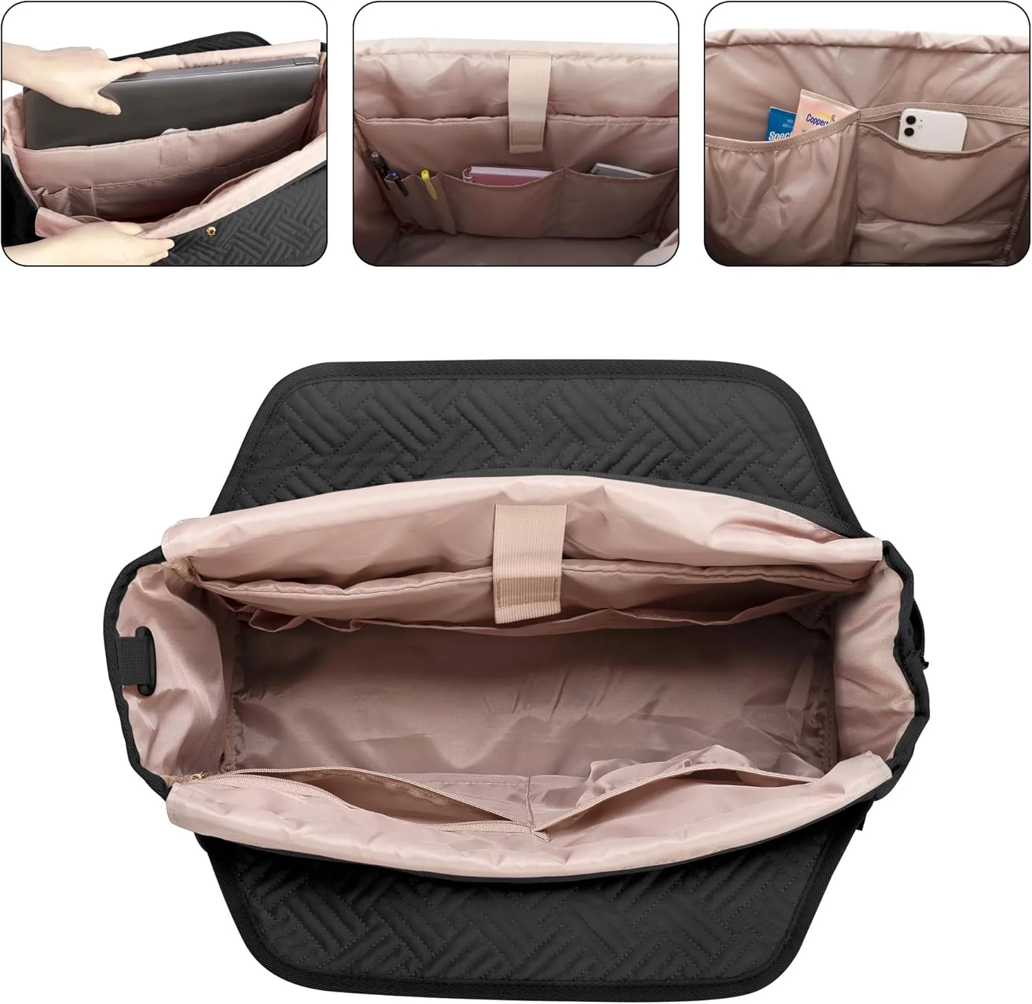 Fasrom Teacher Bag for Work Women, Large Utility Tote Bag with Laptop Compartment for Teacher Essentials (Empty Bag Only)