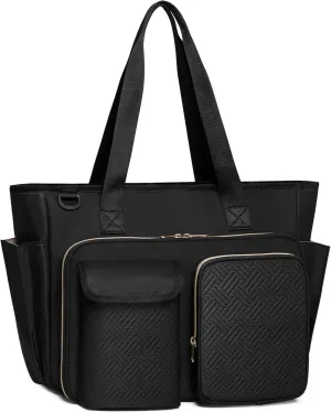 Fasrom Teacher Tote Bag with Laptop Compartment, Teacher Work Bag for Women and Teaching Supplies, Black (Patent Design)