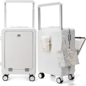 feilario 20in PC Hardside Carry On Luggage - Wide Handle Expandable Spinner Wheels Travel Rolling Suitcase with TSA Lock & Cup Holder