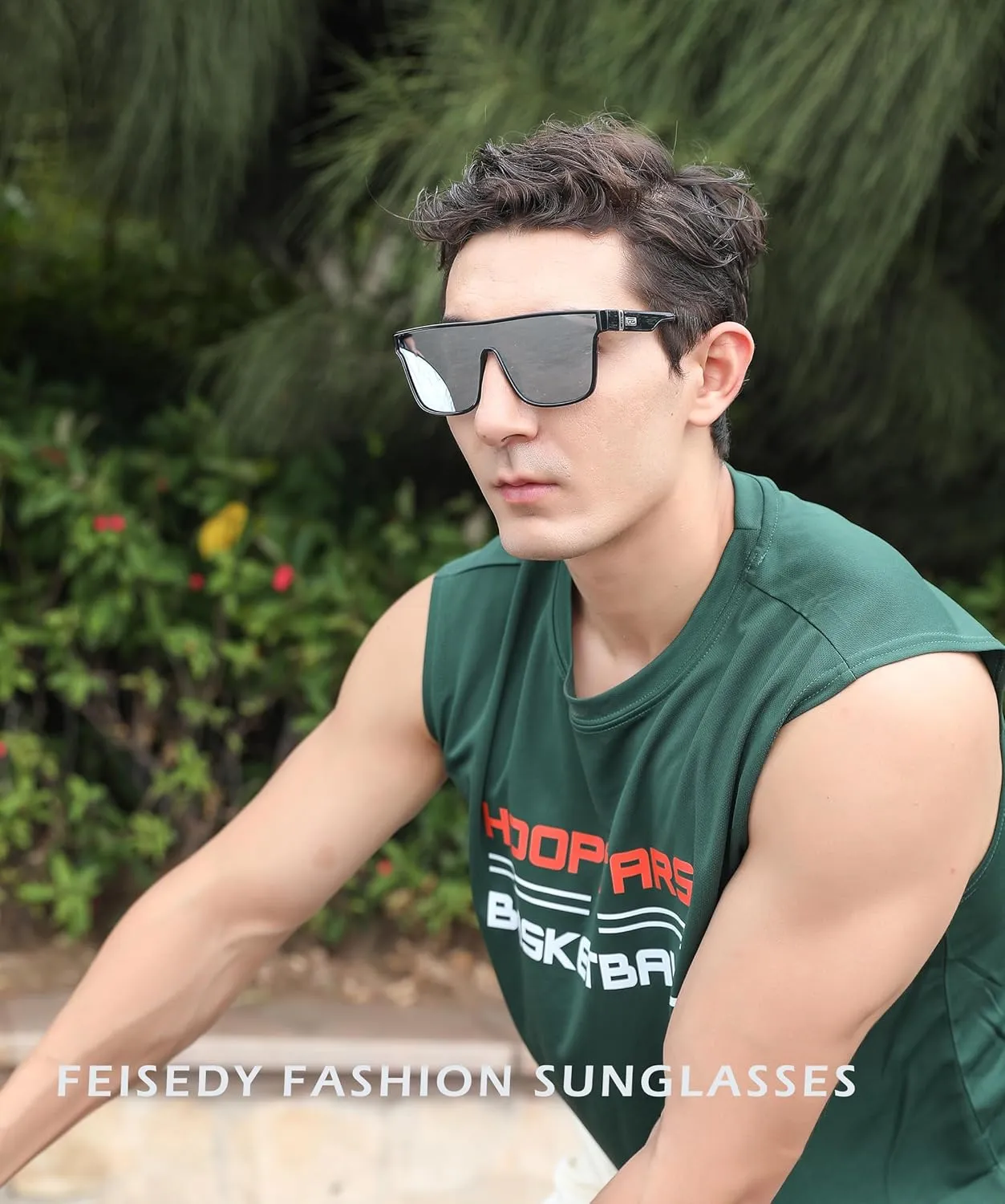 FEISEDY Sunglasses for Women Men, Fashion Mirrored Single Lens, Driving Beach Sunnies UV400 Shades B2996