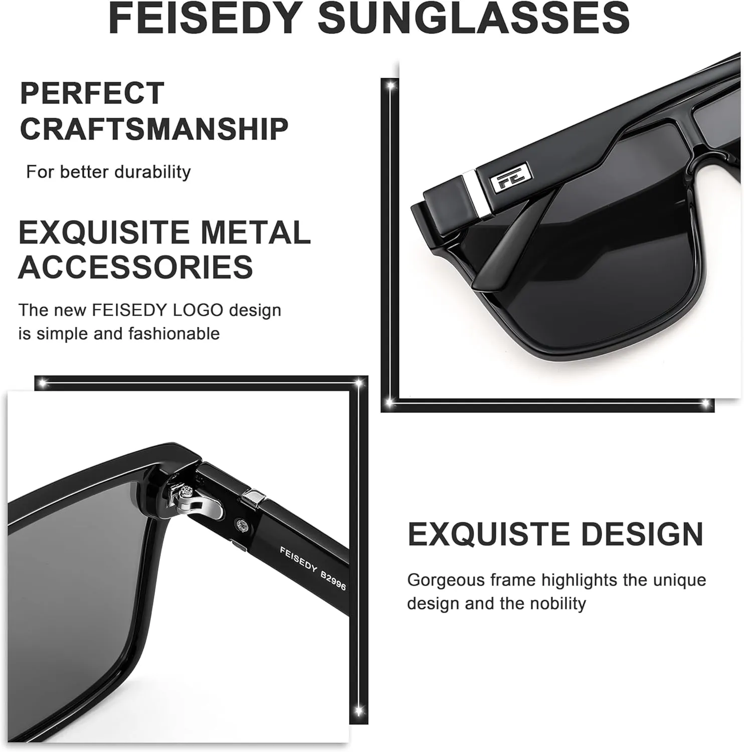 FEISEDY Sunglasses for Women Men, Fashion Mirrored Single Lens, Driving Beach Sunnies UV400 Shades B2996