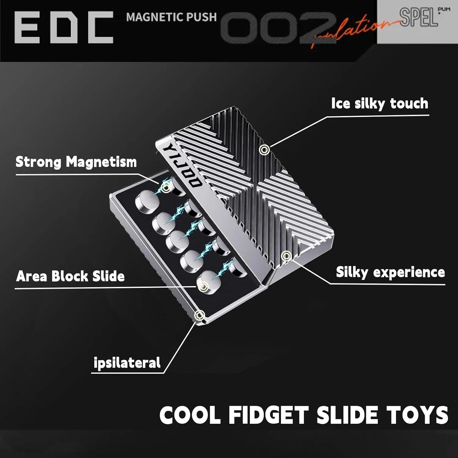 Fidget Slider, Metal Fidget Toy Adults-Smooth Operation with Mesmerizing Sounds, Stress Relief & Anxiety ADHD, Durable Pocket Desk Toy, for Friends, Perfect for Office, Home, Wait(Silver)