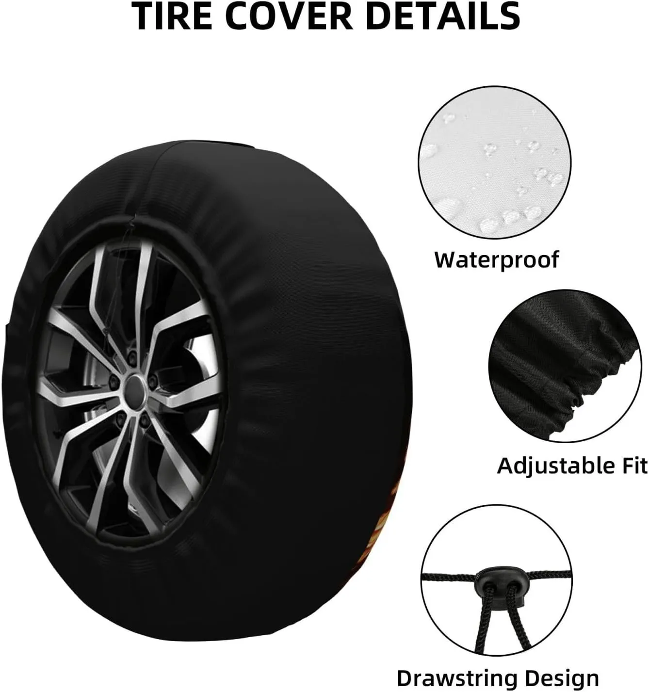 Fire Angle Wings Tire Cover Outdoor Waterproof Snow Sun Rain Wheel Cover Portable Wheel Bags Camper Spare Tire Cover Universal Car Tire Protectors for Trailer RV SUV