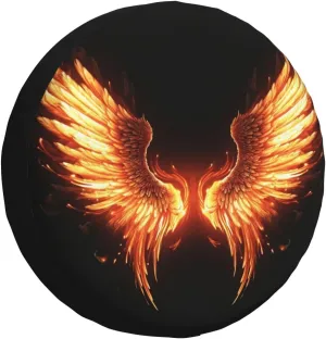 Fire Angle Wings Tire Cover Outdoor Waterproof Snow Sun Rain Wheel Cover Portable Wheel Bags Camper Spare Tire Cover Universal Car Tire Protectors for Trailer RV SUV