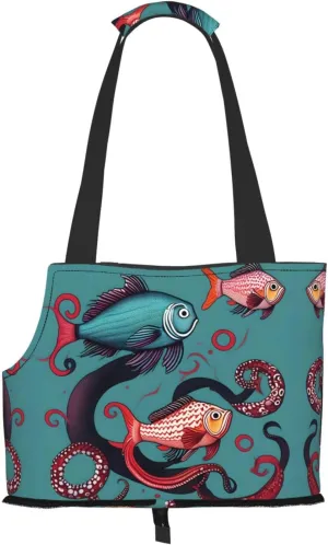 Fish and Octopus Stylish and Portable Pet Crossbody Bag - Pet Tote Bag for Small Dogs - Pet Tote Bag, Crossbody Bag for Petsï¼Œ