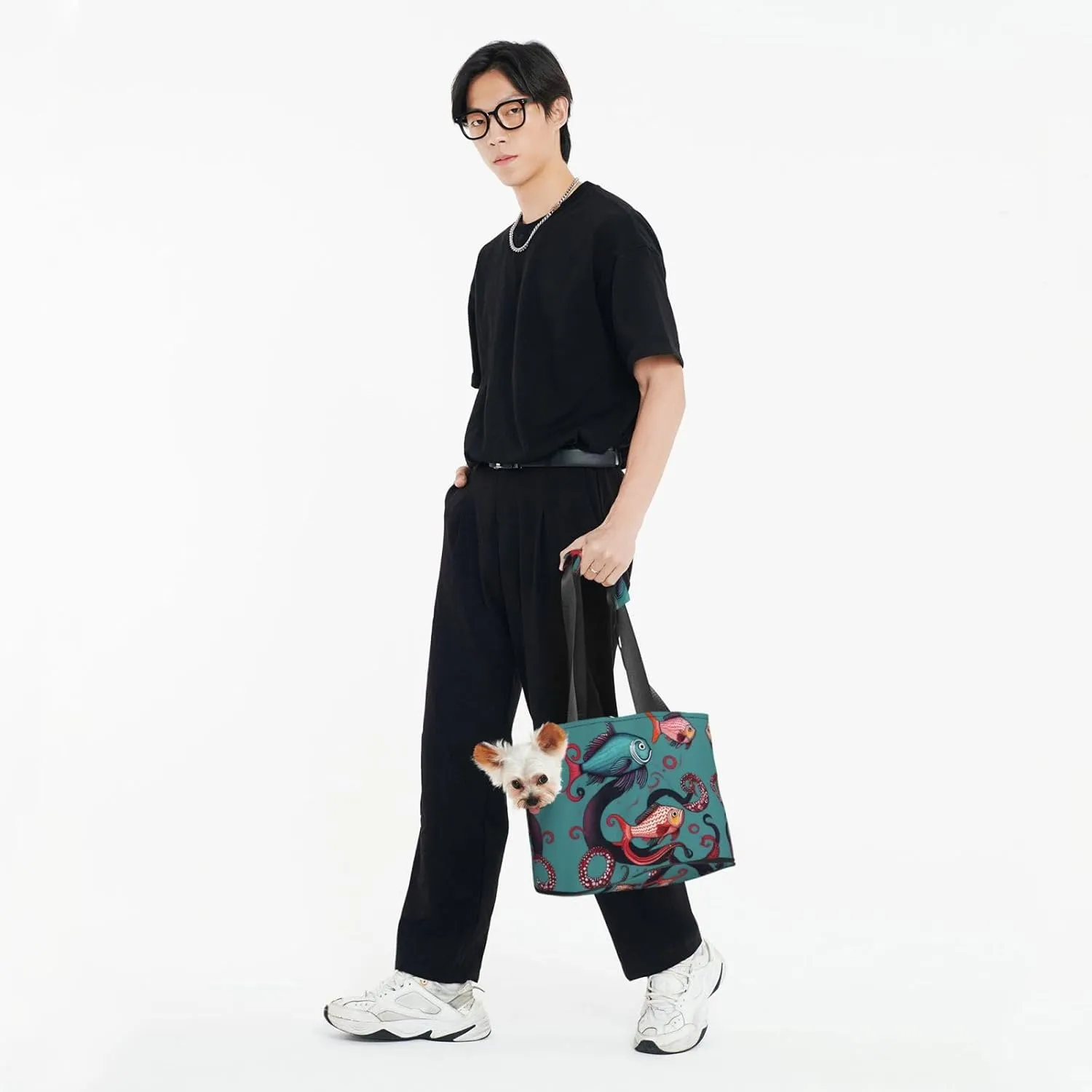 Fish and Octopus Stylish and Portable Pet Crossbody Bag - Pet Tote Bag for Small Dogs - Pet Tote Bag, Crossbody Bag for Petsï¼Œ