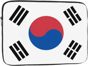 Flag of Republic of Korea Prints Shockproof Portable Laptop Sleeve Bag 15 inch for Men and Women Business Travel, Office Daily Use