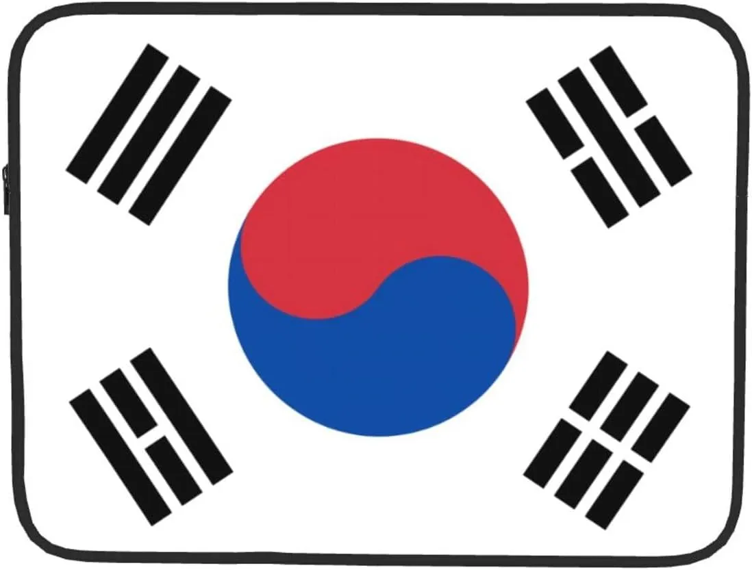 Flag of Republic of Korea Prints Shockproof Portable Laptop Sleeve Bag 15 inch for Men and Women Business Travel, Office Daily Use