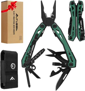 FLISSA 16-in-1 Multi Tool Pliers, Gift for Dad, Stainless Steel EDC Multitool with Pocket Knife, Belt Clip and Oxford Pouch, Self-locking Multipurpose Utility Multi-Tool for Camping Survival Outdoor