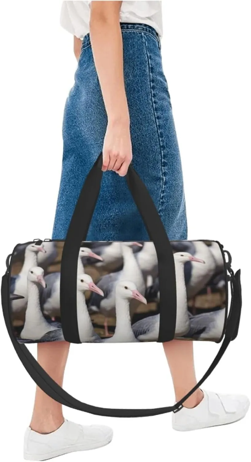 Flock of Birds Printed Travel Bag,Round Personal Item Storage bag,Foldie Duffel Bag for Traveling Vacation,Fitness,Sports
