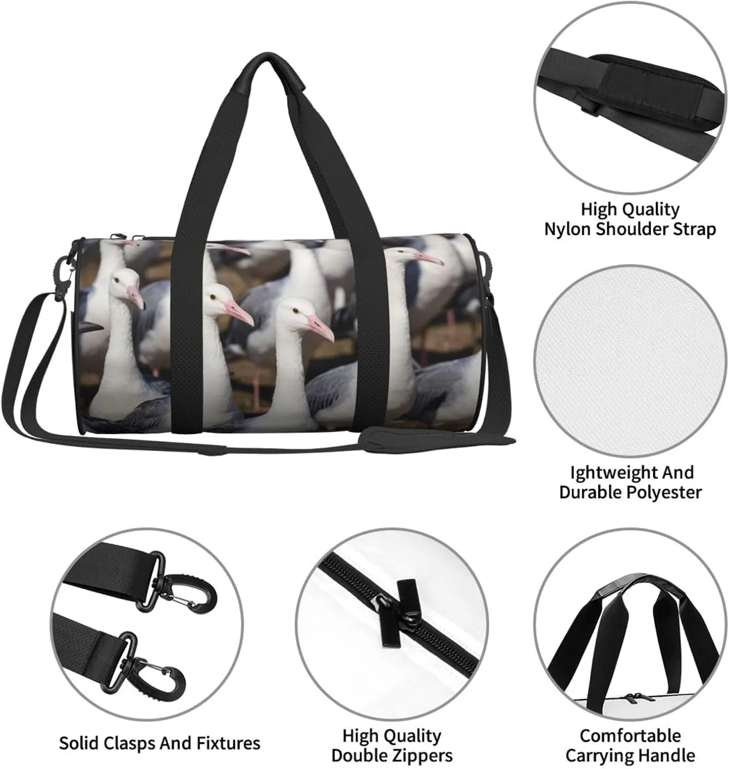 Flock of Birds Printed Travel Bag,Round Personal Item Storage bag,Foldie Duffel Bag for Traveling Vacation,Fitness,Sports