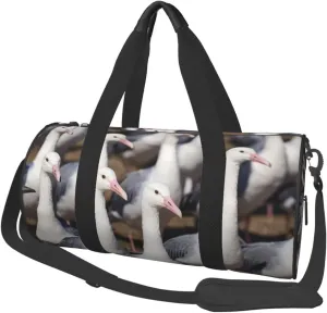 Flock of Birds Printed Travel Bag,Round Personal Item Storage bag,Foldie Duffel Bag for Traveling Vacation,Fitness,Sports