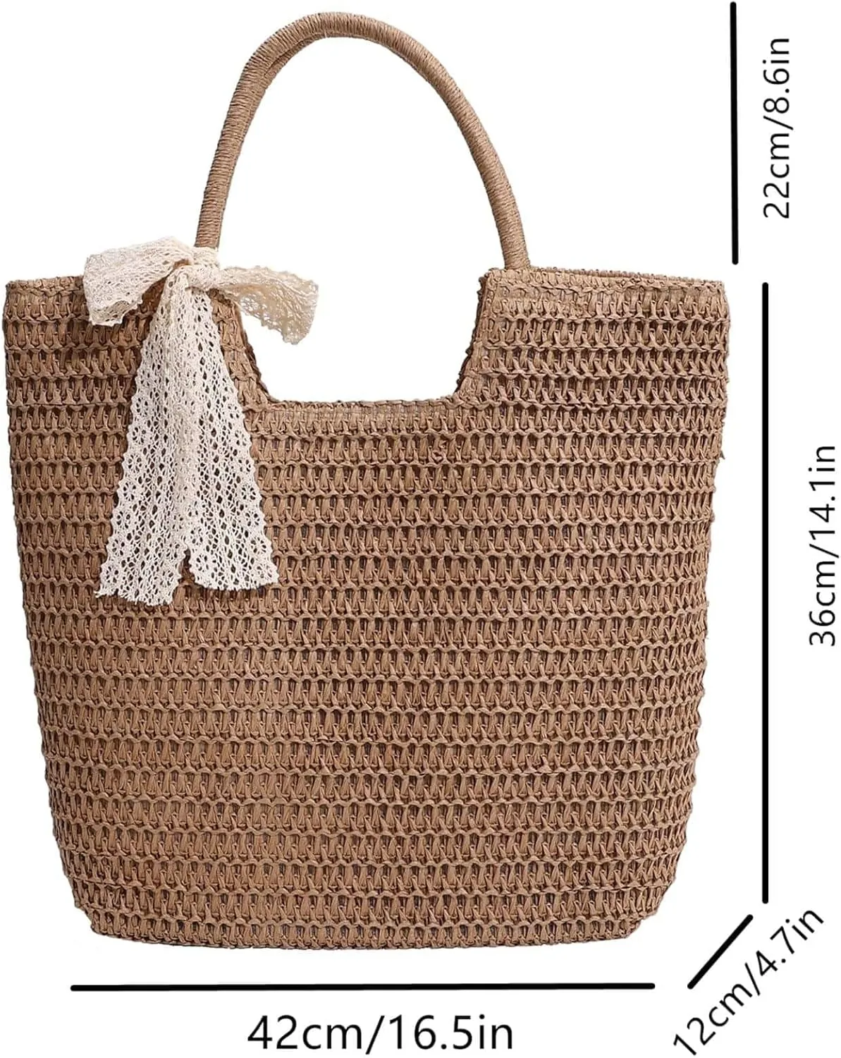 Floerns Women's Large Straw Hobo Bag Retro Handbag Summer Beach Handle Tote Bag