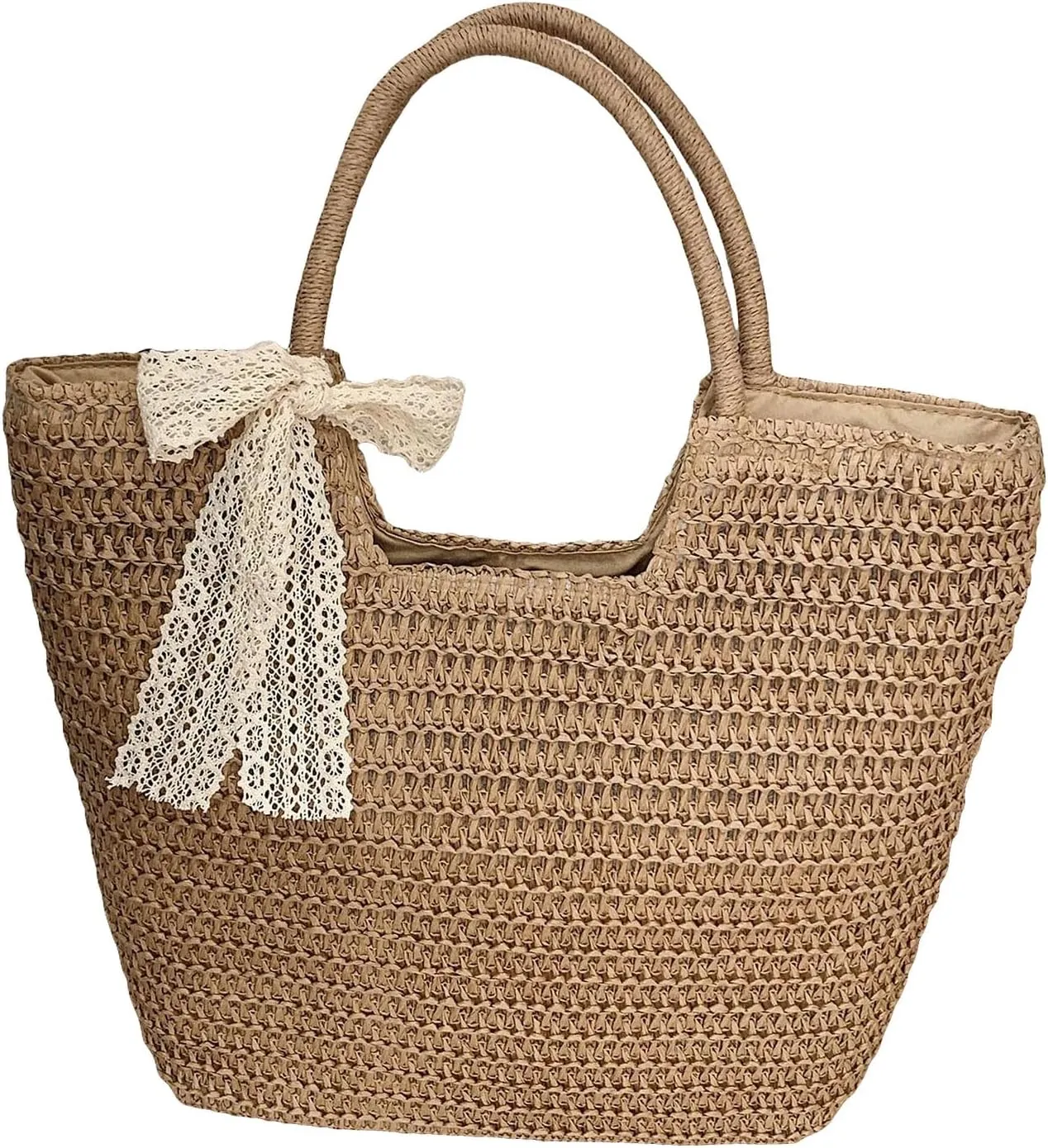 Floerns Women's Large Straw Hobo Bag Retro Handbag Summer Beach Handle Tote Bag