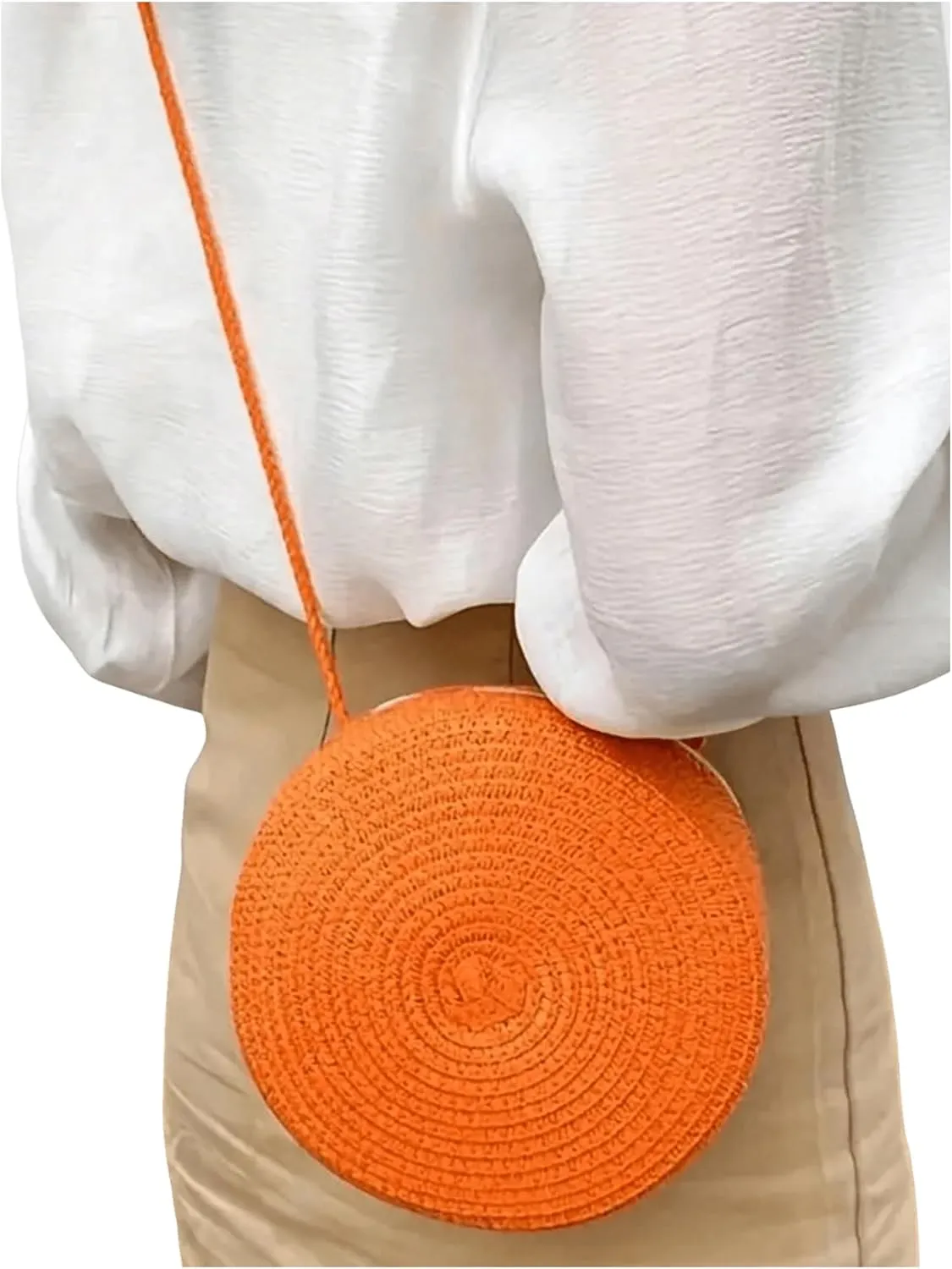 Floerns Women's Small Round Straw Crossbody Purse Beach Circle Boho Shoulder Bag