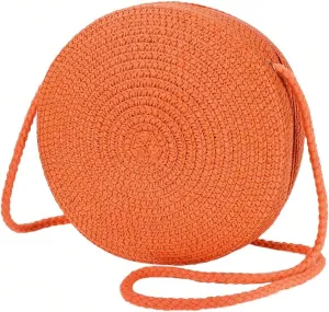 Floerns Women's Small Round Straw Crossbody Purse Beach Circle Boho Shoulder Bag