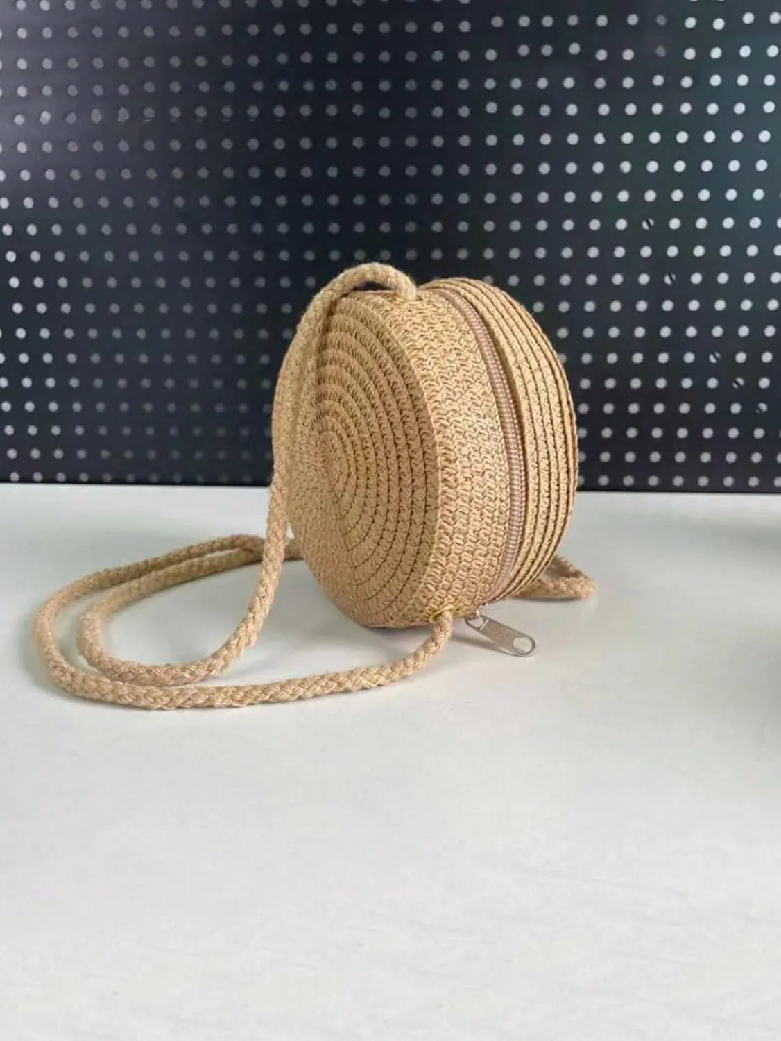 Floerns Women's Small Round Straw Crossbody Purse Beach Circle Boho Shoulder Bag