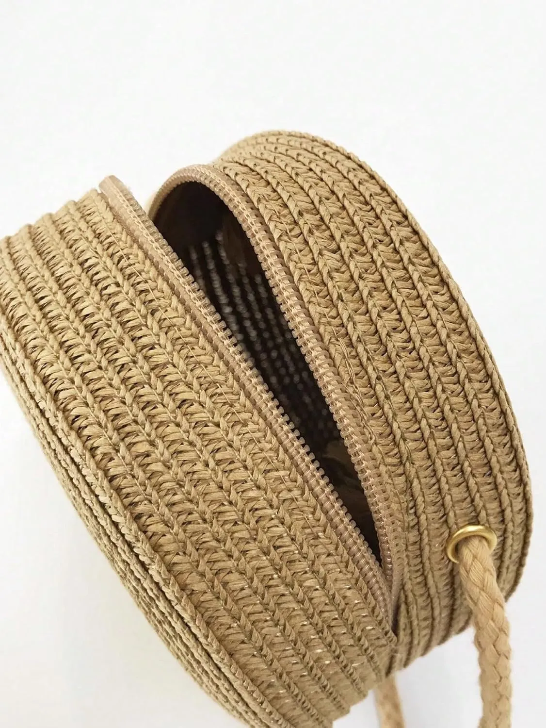 Floerns Women's Small Round Straw Crossbody Purse Beach Circle Boho Shoulder Bag