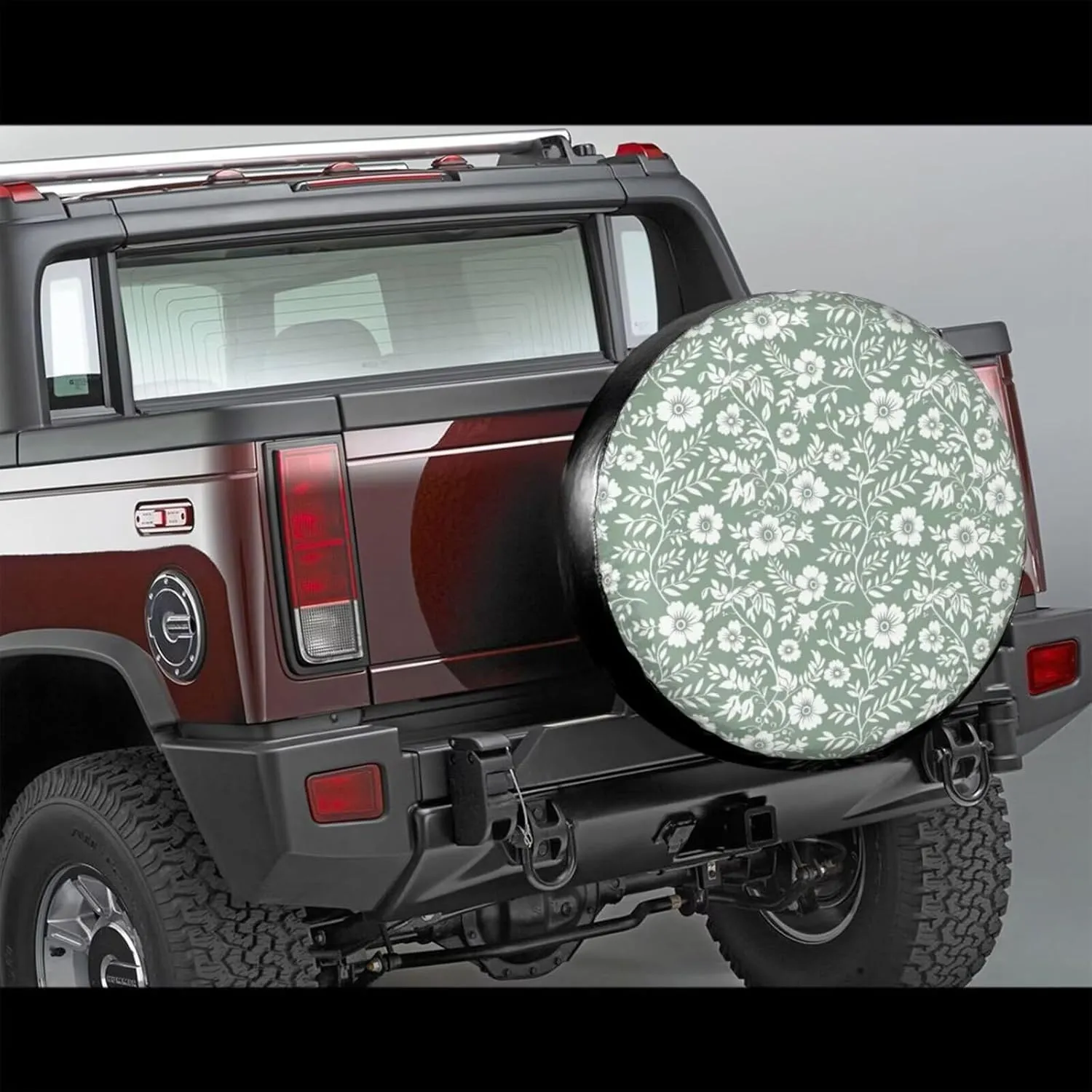 Floral Cute Camping Spare Tire Cover Wheel Protectors Leaf Sage Green Tire Storage Bag Universal for Trailer RV SUV Truck Camper Travel Flower Universal Tire Covering