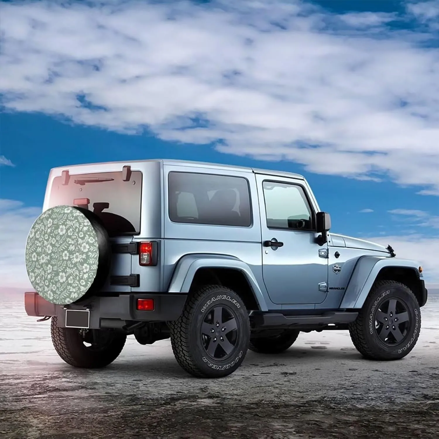 Floral Cute Camping Spare Tire Cover Wheel Protectors Leaf Sage Green Tire Storage Bag Universal for Trailer RV SUV Truck Camper Travel Flower Universal Tire Covering