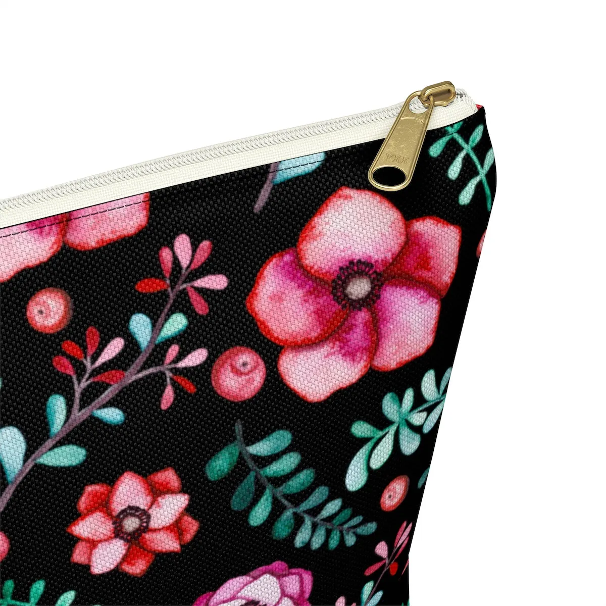 Floral In Black Accessory Pouch w T-bottom