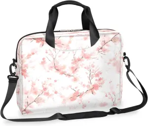 Flower Floral Cherry Laptop Bag Carrying Case 15.6 Inch Laptop Briefcase Messenger Shoulder Bag for Tablet Computer Bag for Travle Business Men Women