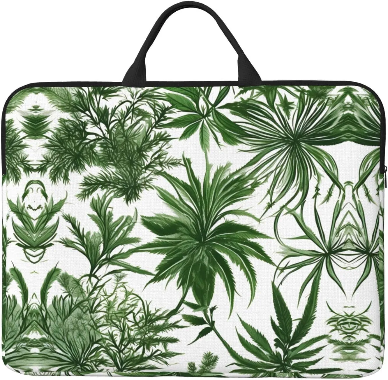 Flowering Herbs and Herbaceous Plants 14in Laptop Case Sleeve Bag – Shoulder Messenger Briefcase Carrying Handle and Accessory Pocket