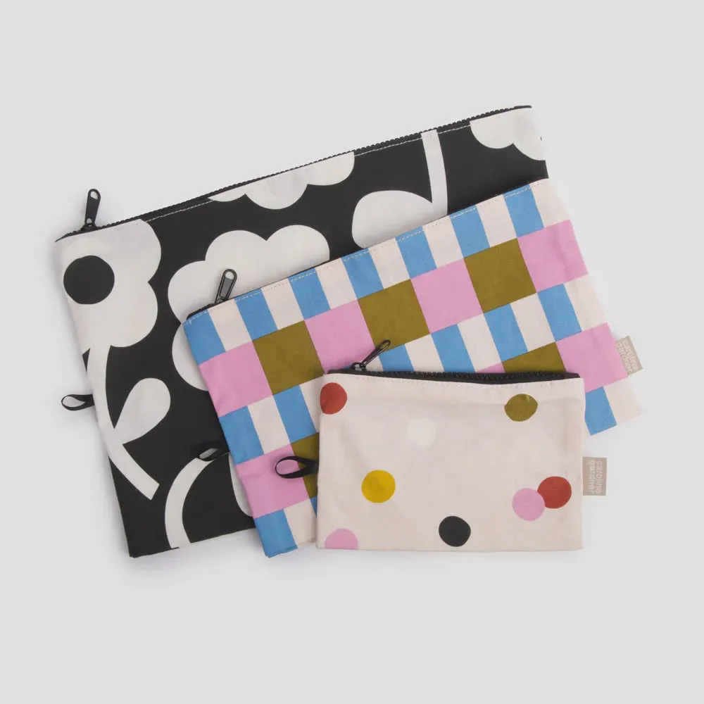 Flower/Stripe/Dotty Set of 3 Travel Pouches