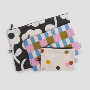 Flower/Stripe/Dotty Set of 3 Travel Pouches