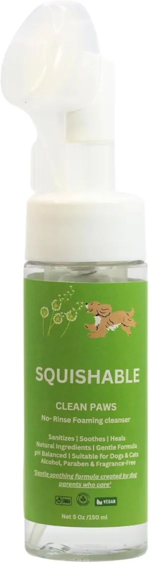 Foaming Paw Cleaner- Waterless No-Rinse paw Cleaner Brush- Deep Cleans Muddy Paws with Built-in Paw Scrubber - for Dogs & Cats - All Natural Dog paw Cleaner- Un Scented & No Alcohol