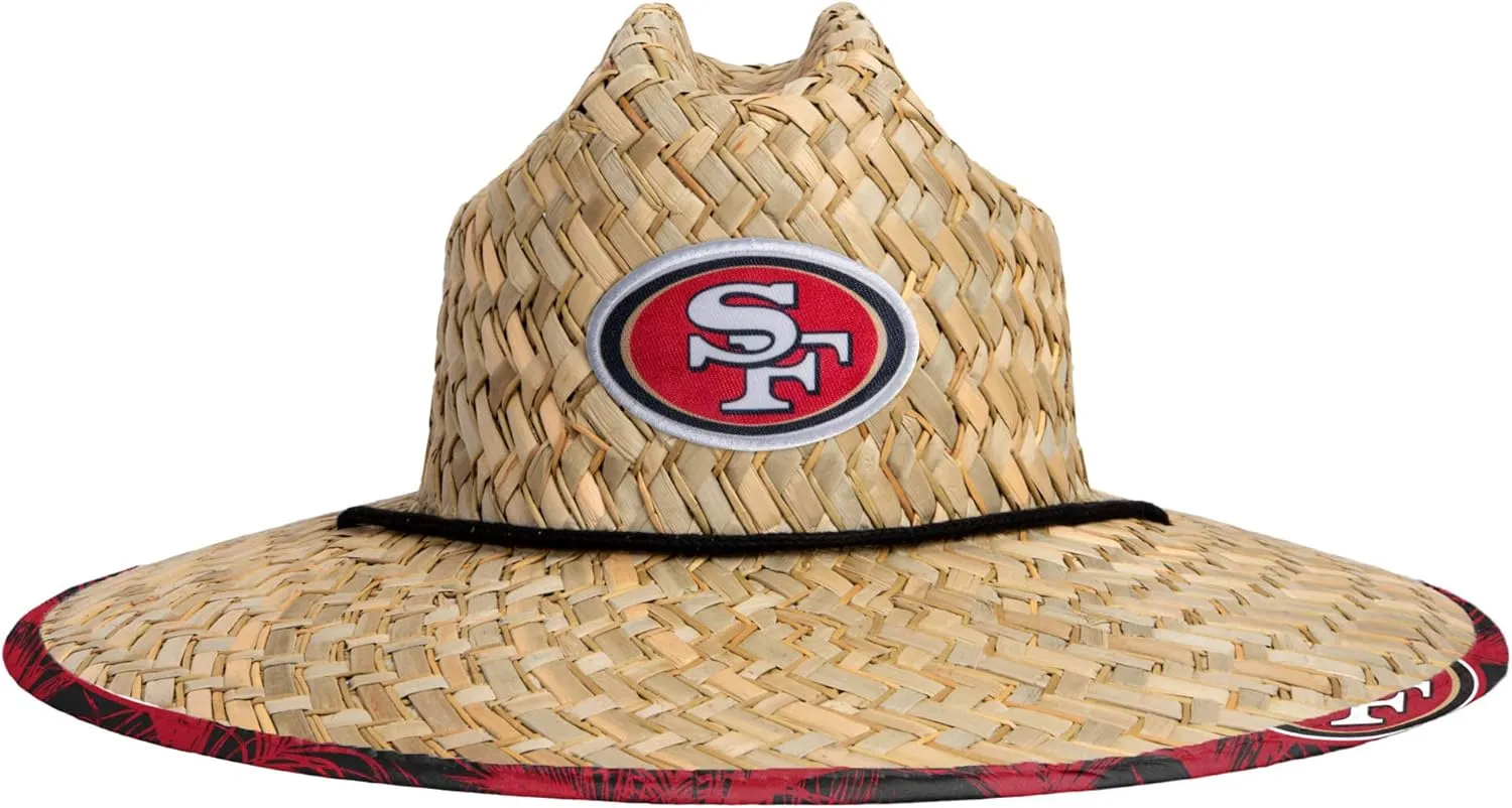 FOCO Men's NFL Team Logo Floral Lifeguard Beach Straw Sun Hat