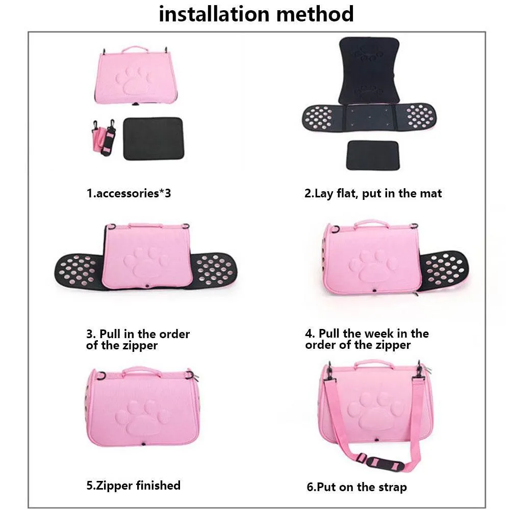 Foldable Pet Carrier Bag - Breathable Travel Tote for Cats and Dogs