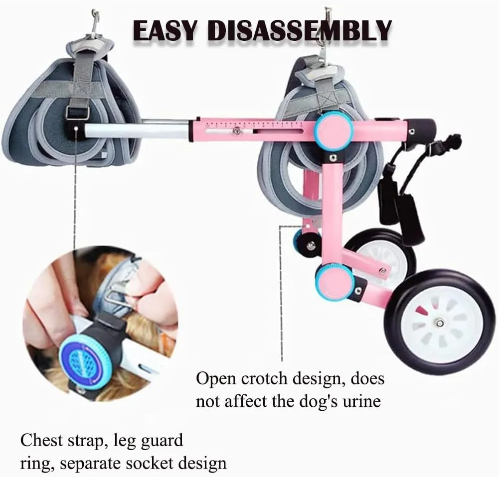 Foldable Pet Wheelchair, 2 Wheel Mobile Support Pet Stroller/Leg Braces, Hind Leg Rehabilitation Aid, Portable Dog Mobility Wheelchair, Disabled Dog Assisted Walker,Xs Widened White a