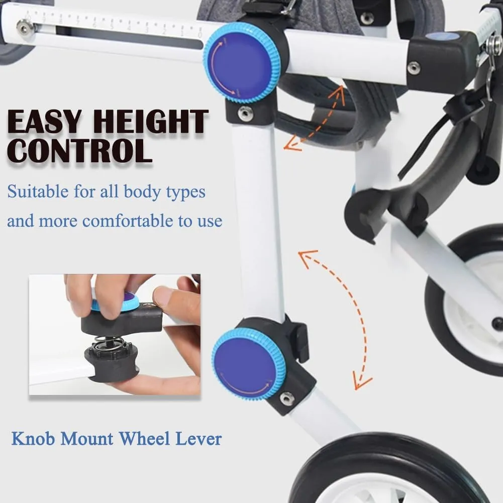 Foldable Pet Wheelchair, 2 Wheel Mobile Support Pet Stroller/Leg Braces, Hind Leg Rehabilitation Aid, Portable Dog Mobility Wheelchair, Disabled Dog Assisted Walker,Xs Widened White a