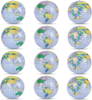 Forest & Twelfth Kids 16” Inflatable World Globe – Fun Educational Tool, Usable as Inflatable Pool Toys or Beach Ball – Features Detailed World Globe Design