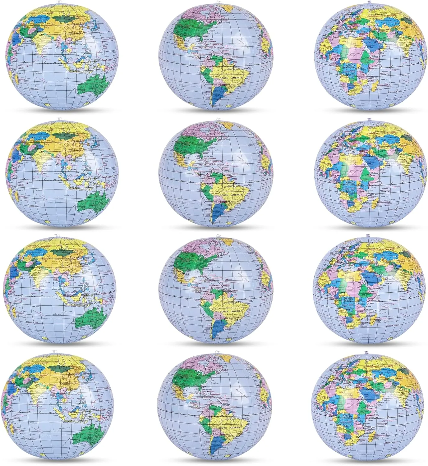 Forest & Twelfth Kids 16” Inflatable World Globe – Fun Educational Tool, Usable as Inflatable Pool Toys or Beach Ball – Features Detailed World Globe Design
