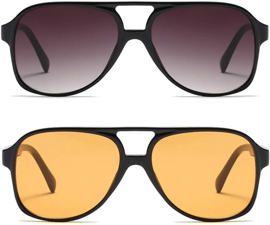 Freckles Mark Vintage Retro 70s Sunglasses for Women Men Classic Large Square Aviator Trendy Glasses