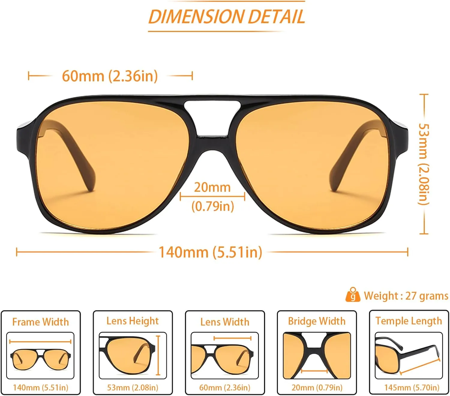 Freckles Mark Vintage Retro 70s Sunglasses for Women Men Classic Large Square Aviator Trendy Glasses