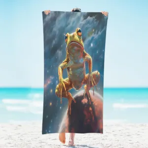 Frog Space Exploration Beach Towel, Large Microfiber Quick Dry Lightweight Pool Bath Towels Sand Free Beach Blanket for Summer Cruise Yoga Camping Travel Vacation Essentials 31 x 61 in