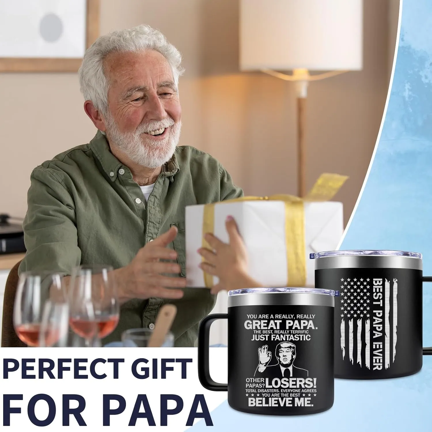 Fufendio Papa Gifts from Grandkids - You Are a Really Great Papas Mug 14oz - Papa Fathers Day Birthday Christmas Gift from Grandson Granddaughter