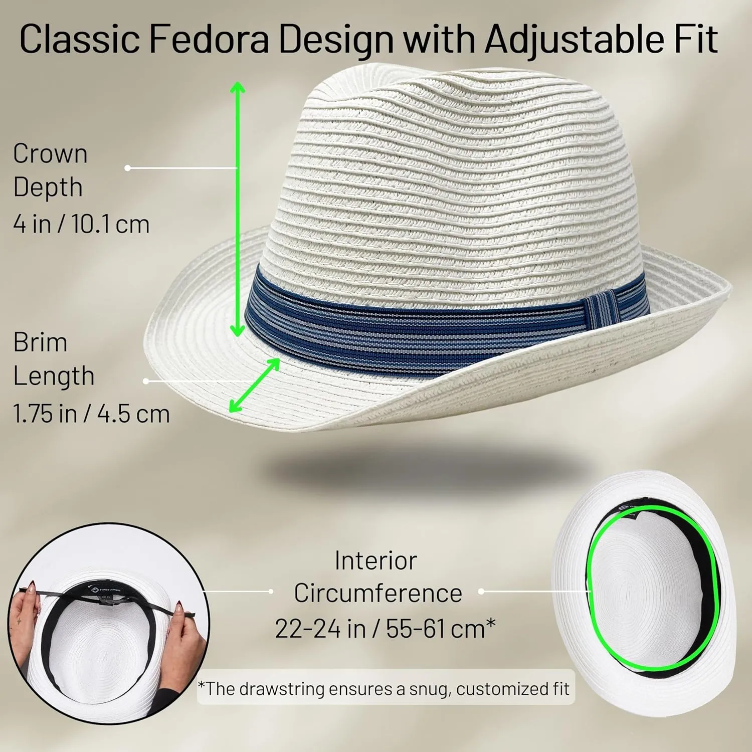 Funky Junque Straw Fedora Hat Beach Summer Short Brim Packable Sun Trilby Unisex UPF 50 