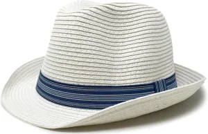 Funky Junque Straw Fedora Hat Beach Summer Short Brim Packable Sun Trilby Unisex UPF 50 