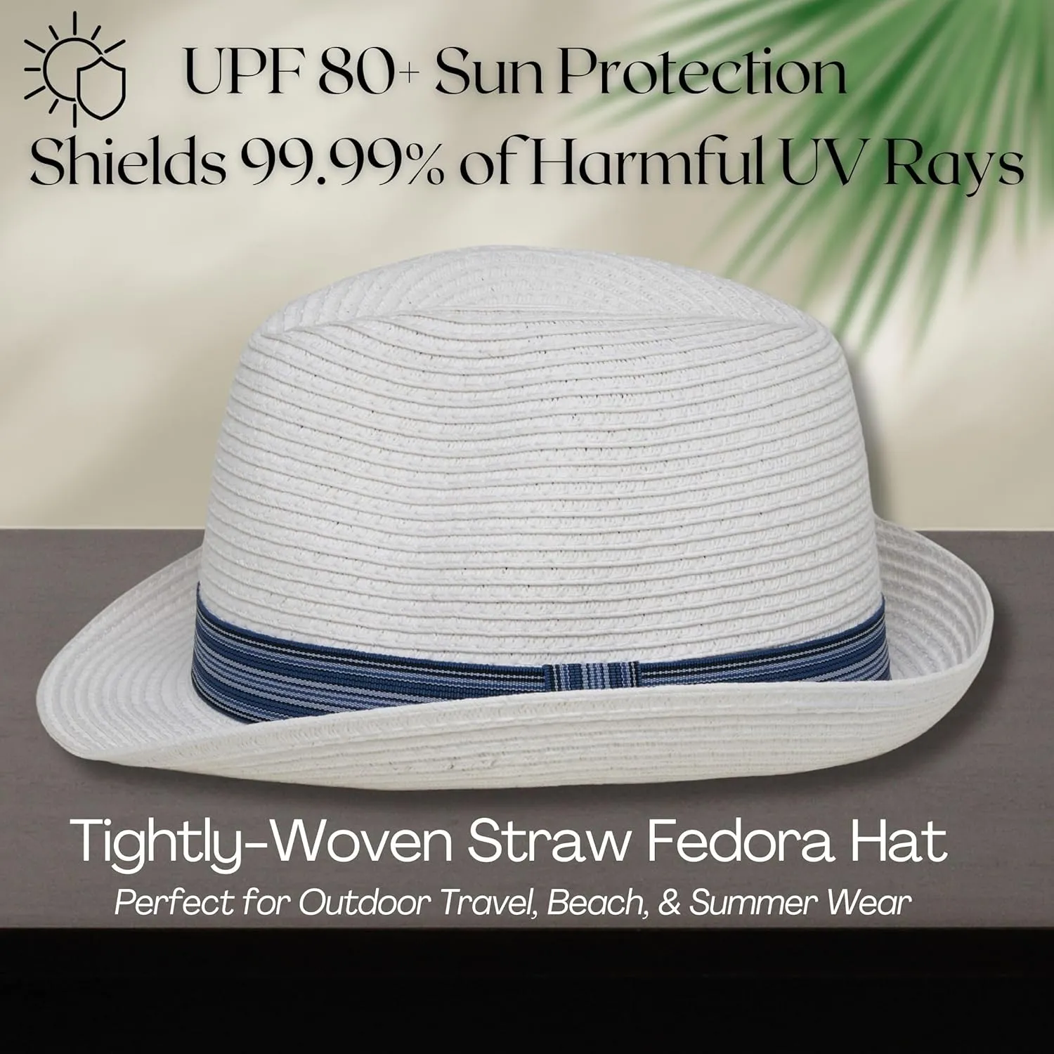 Funky Junque Straw Fedora Hat Beach Summer Short Brim Packable Sun Trilby Unisex UPF 50 