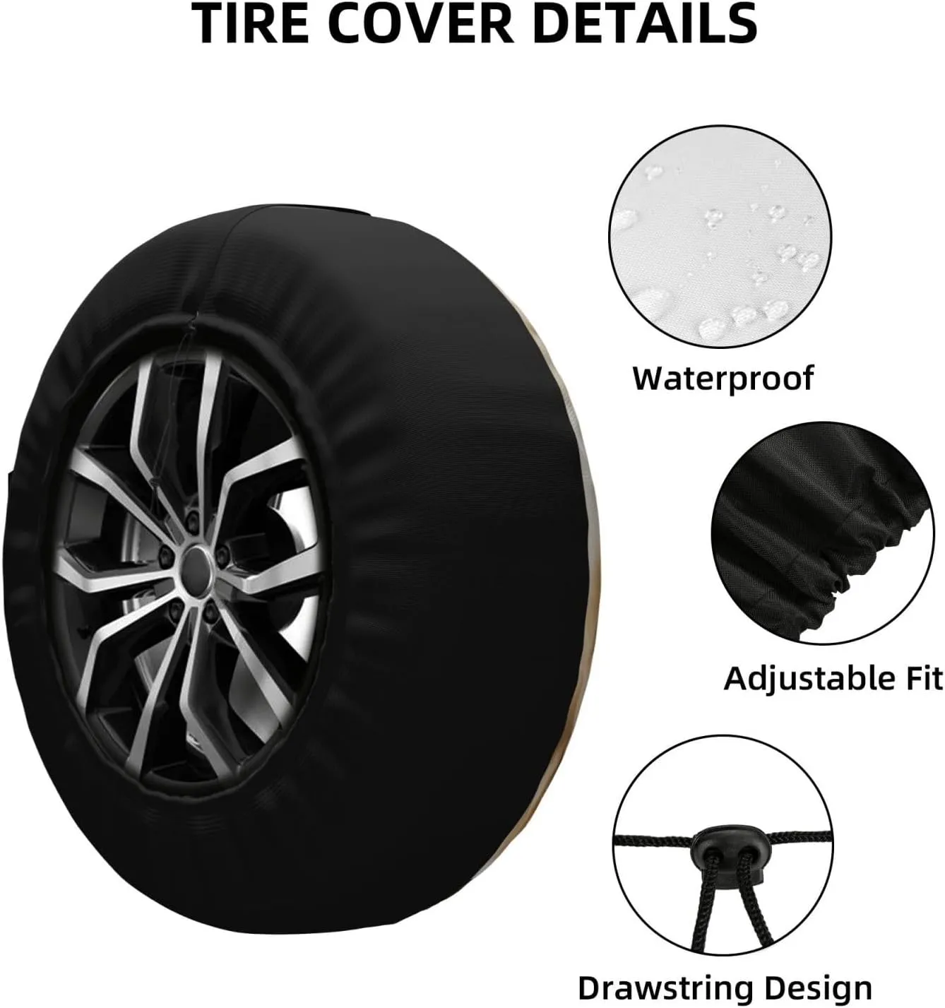 Funny Dogs Tire Cover Outdoor Waterproof Snow Sun Rain Wheel Cover Portable Wheel Bags Camper Spare Tire Cover Universal Car Tire Protectors for Trailer RV SUV