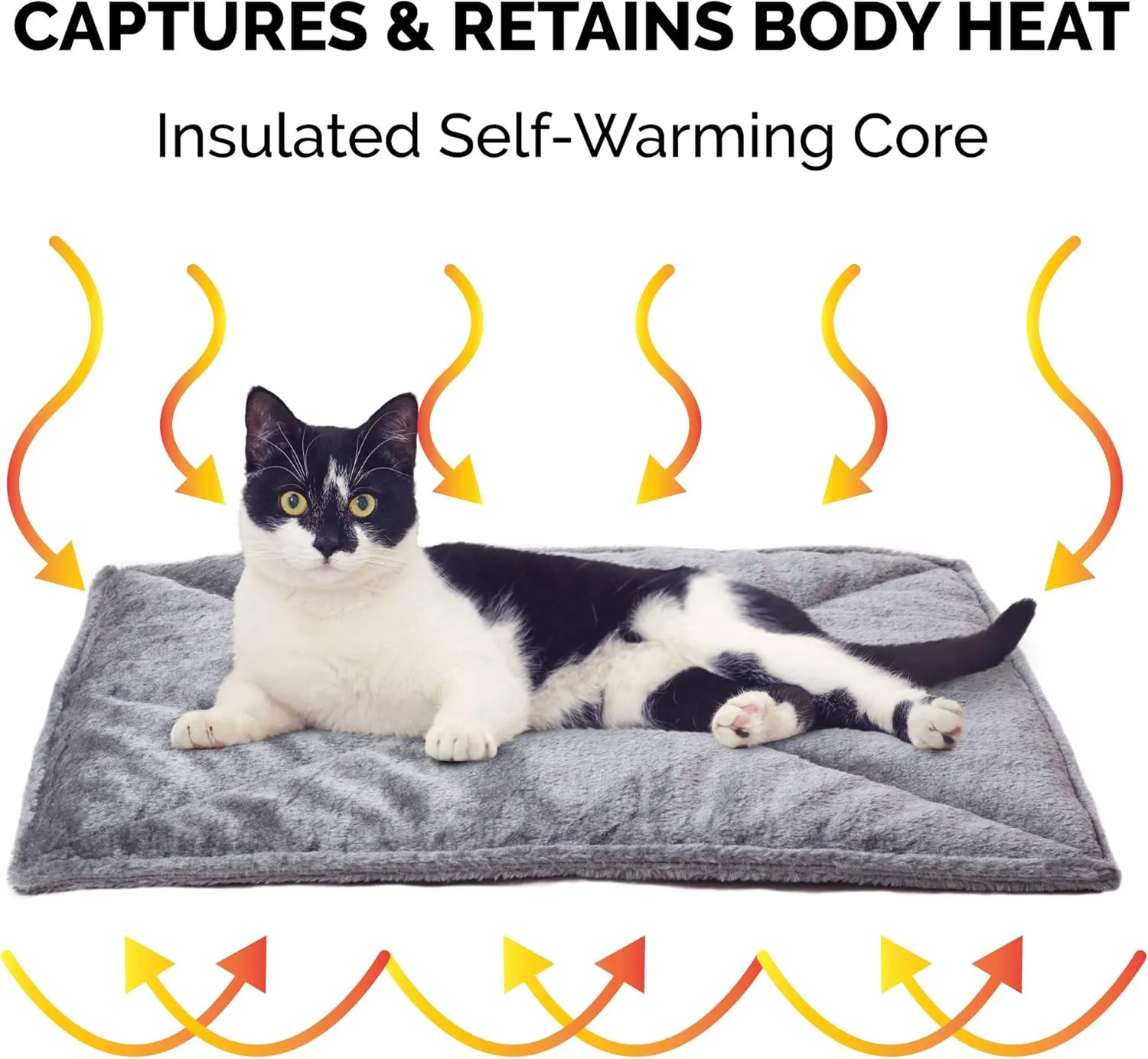 Furhaven ThermaNAP Self-Warming Cat Bed for Indoor Cats & Small Dogs, Washable & Reflects Body Heat - Quilted Faux Fur Reflective Bed Mat - Gray, Small