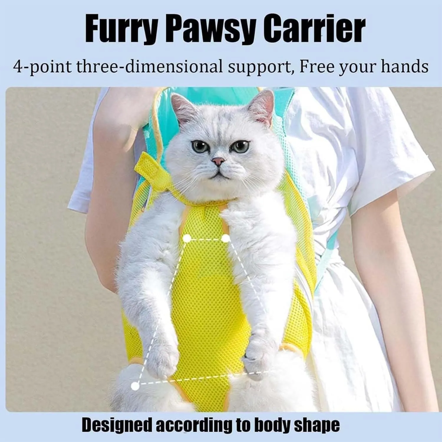 Furry Pawsy Carrier, Furry Pawsy Cat Carrier, Cat Chest Carrier, Pet Carrier Backpack, Cat Front Carrier Bag, Cat Front Carrier Chest, Comfortable Shoulder Straps, Adjustable (Color-E, Small)