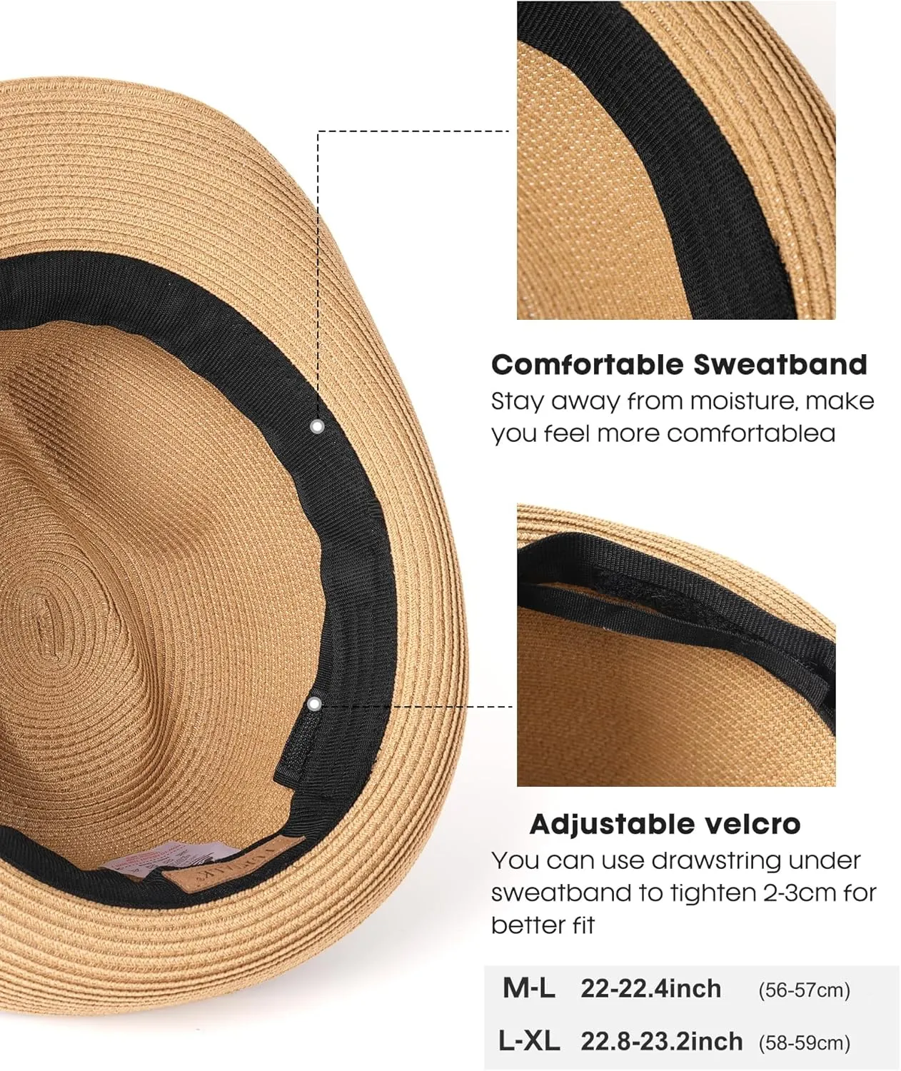 FURTALK Fedora Straw Sun Hat for Men Women Foldable Roll Up Short Brim Trilby Hat Panama Beach Hat UPF 80 
