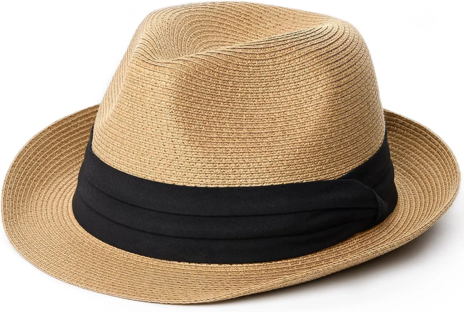 FURTALK Fedora Straw Sun Hat for Men Women Foldable Roll Up Short Brim Trilby Hat Panama Beach Hat UPF 80 